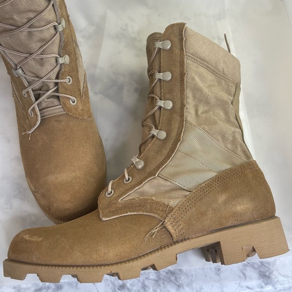 Steel Toe Military Combat Boots Tan Men Size 9.5 - Picture 9 of 11